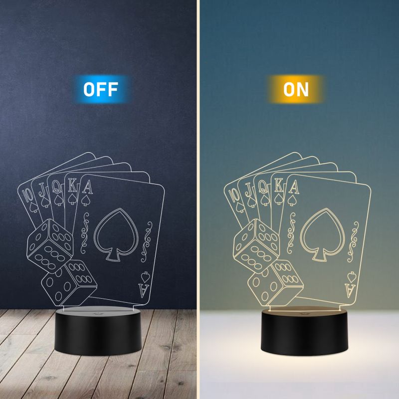 Playing Cards With Dice Night Lamp